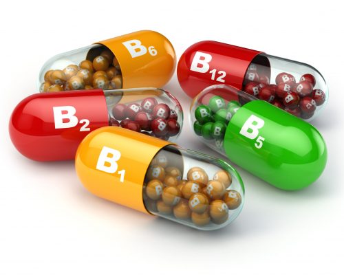 45111448 - vitamin b. capsules b1 b2 b6 b12 on white isolated background. 3d